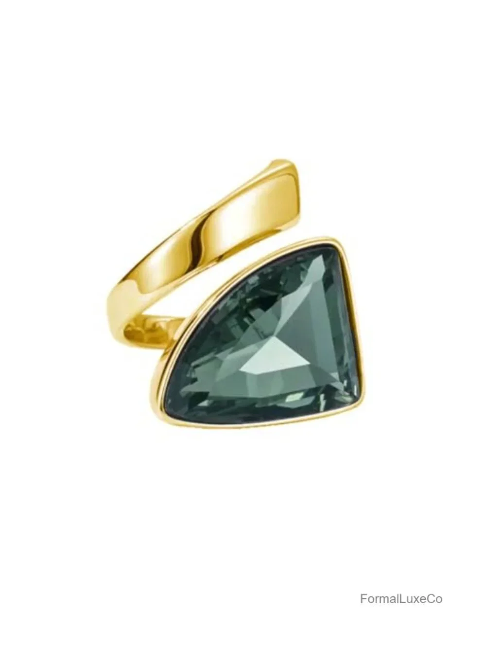 Geometric Triangle Chunky Statement Ring Austrian Crystal Cubic Zirconia
